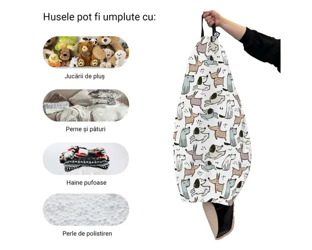 Husa fotoliu Puf Bean Bag tip Para L fara umplutura caini cuminti