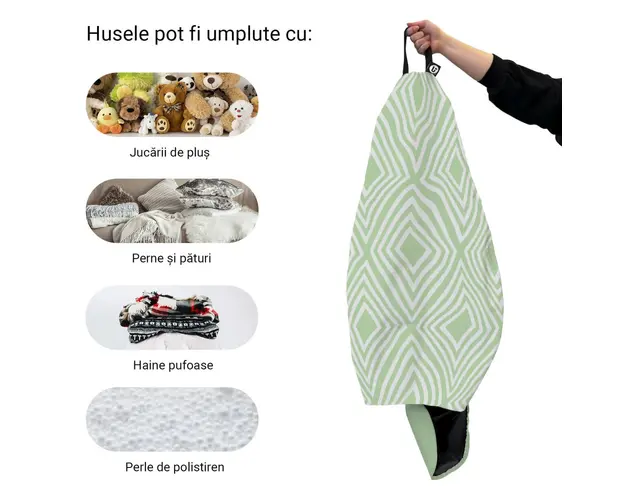 Husa fotoliu Puf Bean Bag tip Para L fara umplutura diamond green