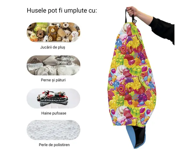 Husa fotoliu Puf Bean Bag tip Para L fara umplutura fruits candy
