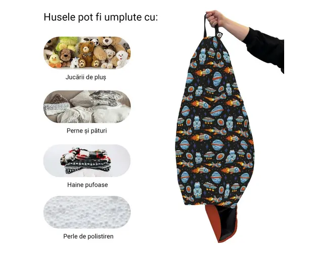 Husa fotoliu Puf Bean Bag tip Para L fara umplutura game space retro