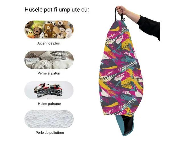 Husa fotoliu Puf Bean Bag tip Para L fara umplutura graffiti abstract grunge