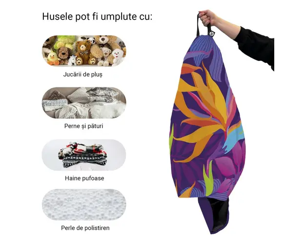 Husa fotoliu Puf Bean Bag tip Para L fara umplutura jungle night