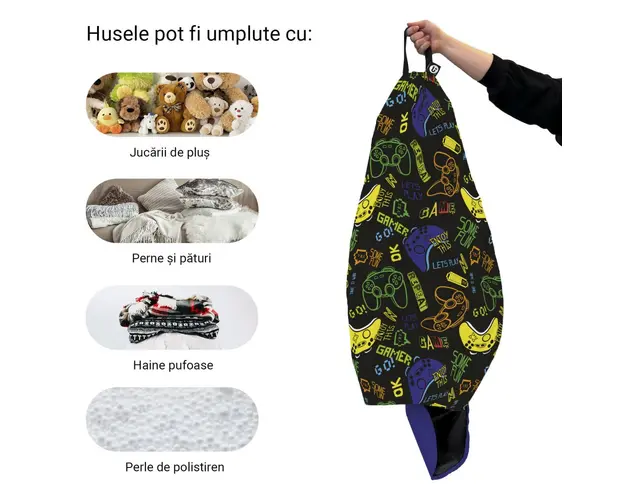 Husa fotoliu Puf Bean Bag tip Para L fara umplutura lets play
