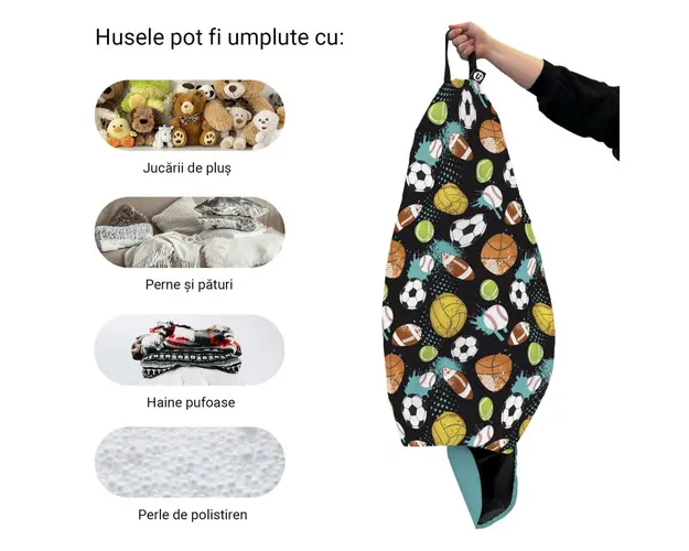 Husa fotoliu Puf Bean Bag tip Para L fara umplutura mingi