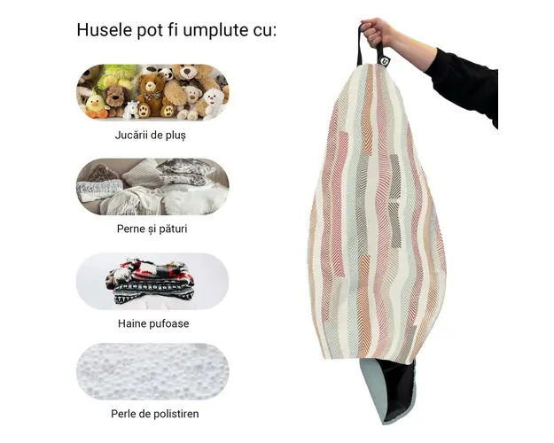 Husa fotoliu Puf Bean Bag tip Para L fara umplutura model multicolor vertical