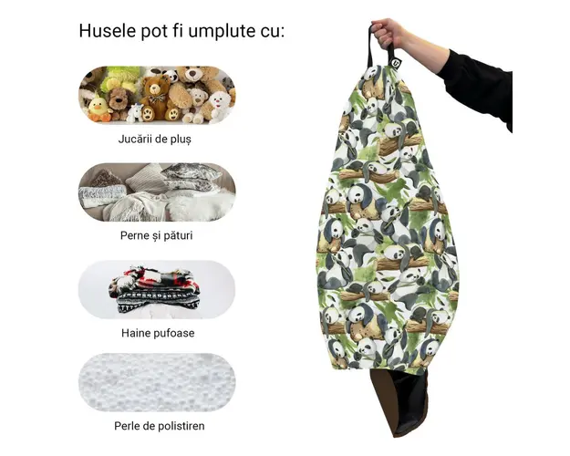 Husa fotoliu Puf Bean Bag tip Para L fara umplutura panda