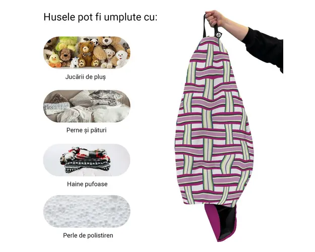 Husa fotoliu Puf Bean Bag tip Para L fara umplutura raspberry and kiwi