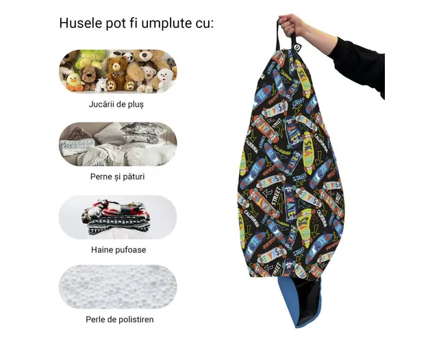 Husa fotoliu Puf Bean Bag tip Para L fara umplutura skate