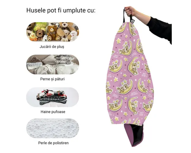 Husa fotoliu Puf Bean Bag tip Para L fara umplutura sweet dreams teddy bear