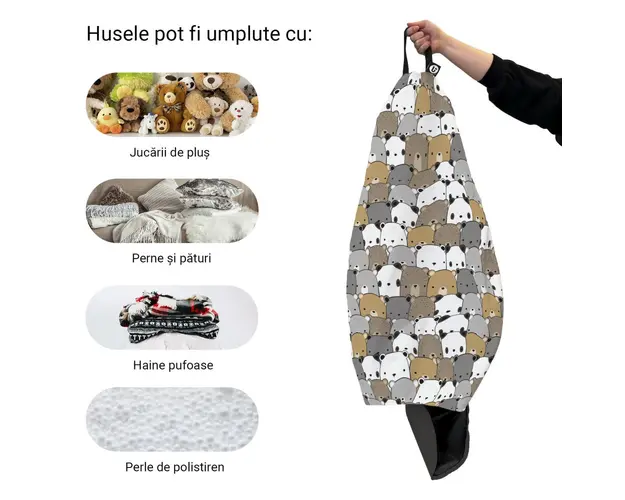 Husa fotoliu Puf Bean Bag tip Para L fara umplutura ursuleti maro