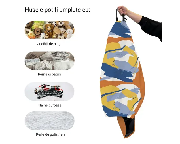Husa fotoliu Puf Bean Bag tip Para XL fara umplutura Abstract Retro