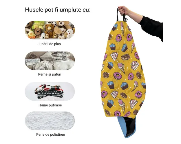 Husa fotoliu Puf Bean Bag tip Para XL fara umplutura cake and ice-cream
