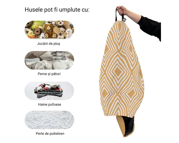 Husa fotoliu Puf Bean Bag tip Para XL fara umplutura Diamond orange