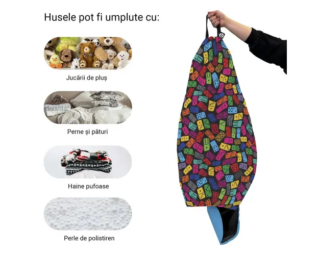 Husa fotoliu Puf Bean Bag tip Para XL fara umplutura domino colorat