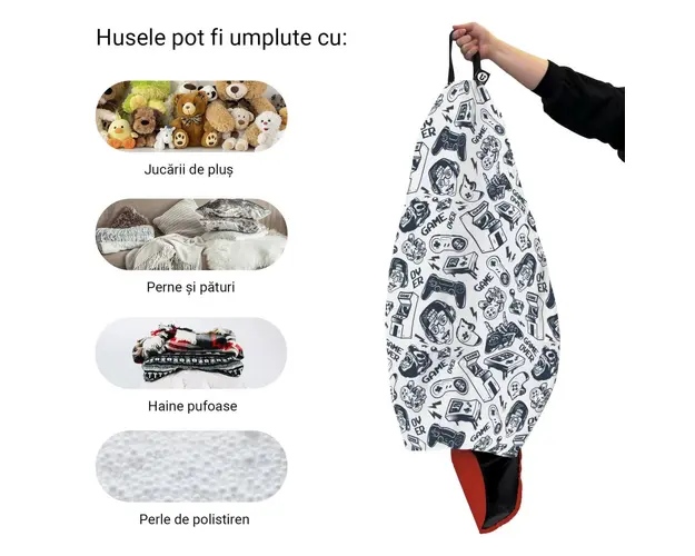 Husa fotoliu Puf Bean Bag tip Para XL fara umplutura game over