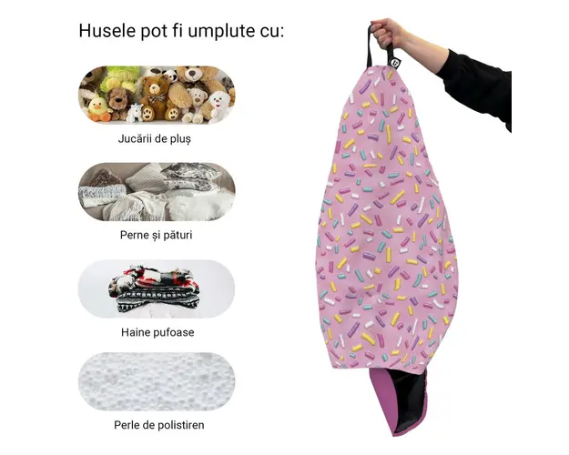 Husa fotoliu Puf Bean Bag tip Para XL fara umplutura Glazed Sprinkle