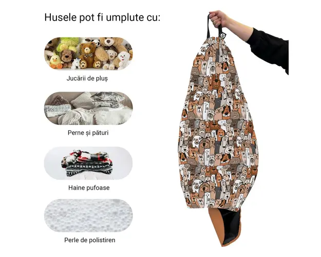 Husa fotoliu Puf Bean Bag tip Para XL fara umplutura invazia animalelor