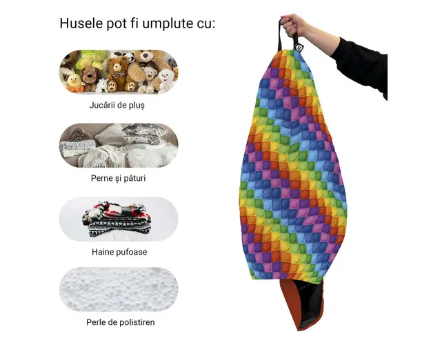 Husa fotoliu Puf Bean Bag tip Para XL fara umplutura Lego Abstract