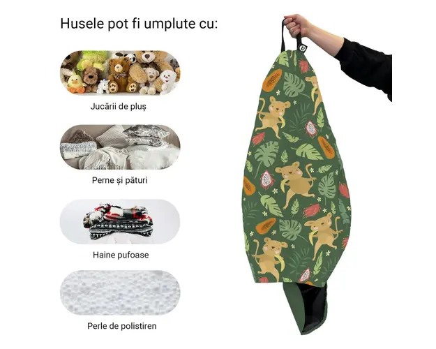 Husa fotoliu Puf Bean Bag tip Para XL fara umplutura Maimute