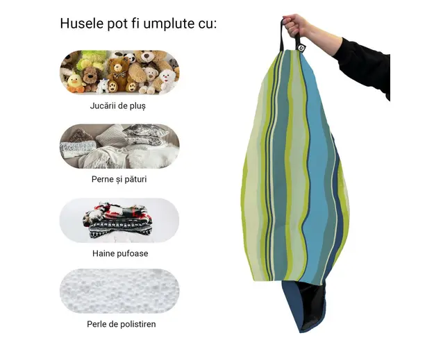 Husa fotoliu Puf Bean Bag tip Para XL fara umplutura marinha mint