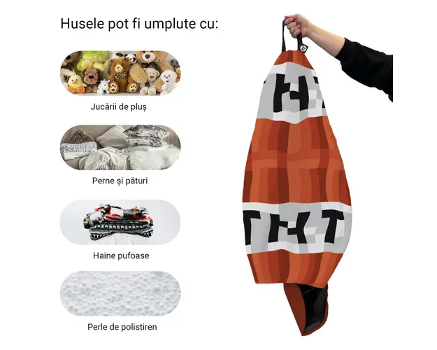 Husa fotoliu Puf Bean Bag tip Para XL fara umplutura minecraft tnt