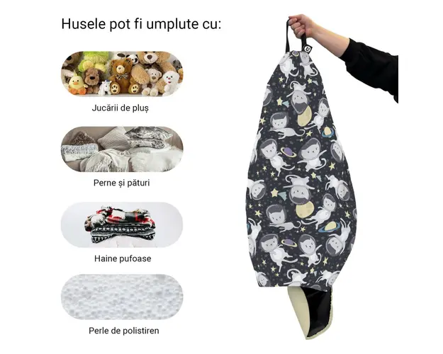 Husa fotoliu Puf Bean Bag tip Para XL fara umplutura Pisici in spatiu