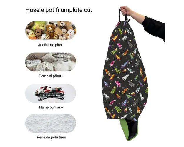 Husa fotoliu Puf Bean Bag tip Para XL fara umplutura retro space ships