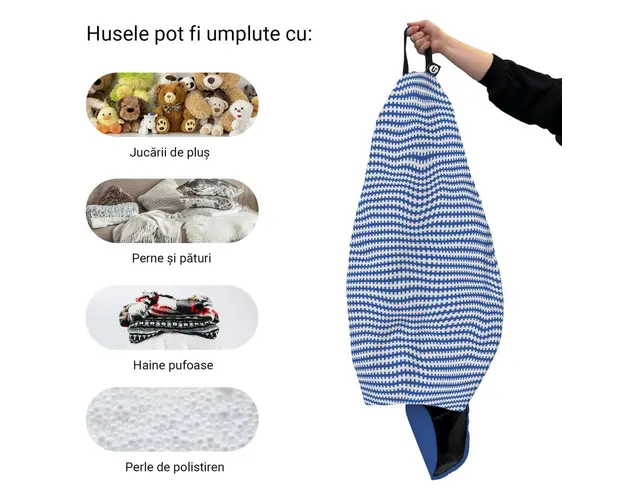 Husa fotoliu Puf Bean Bag tip Para XL fara umplutura Scandinavian blue