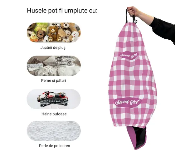 Husa fotoliu Puf Bean Bag tip Para XL fara umplutura sweet girl