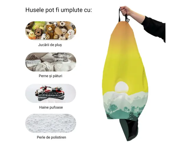 Husa fotoliu Puf Bean Bag tip Para XL fara umplutura Tropical