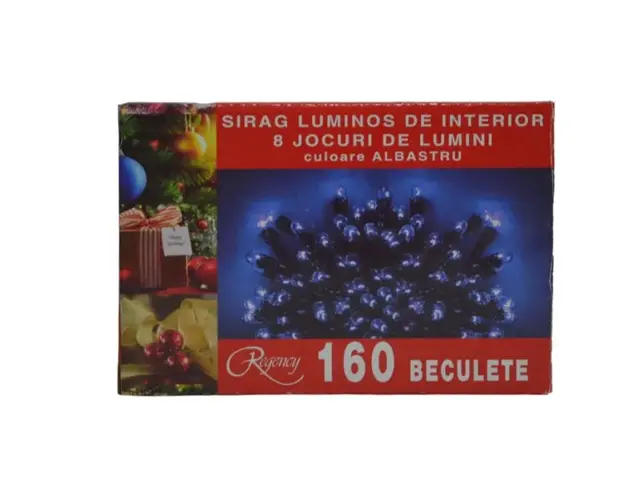 Instalatie de Craciun sirag luminos cu 8 jocuri de lumini 160 de beculete albastre