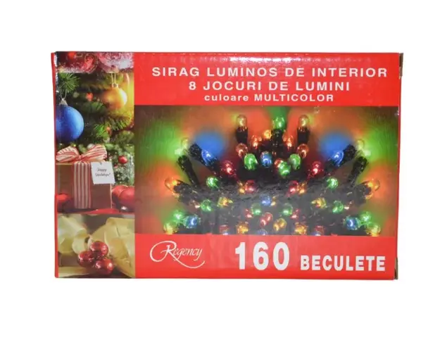 Instalatie de Craciun sirag luminos cu 8 jocuri de lumini 160 de beculete multicolor