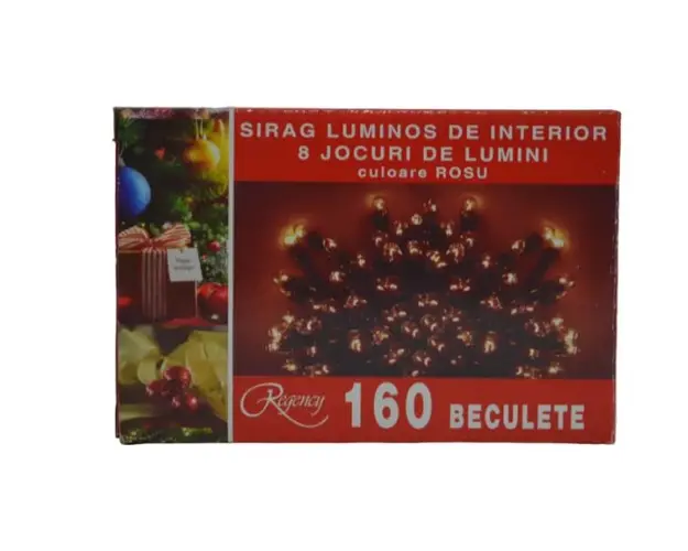 Instalatie de Craciun sirag luminos cu 8 jocuri de lumini 160 de beculete rosii