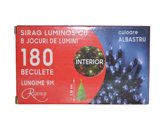 Instalatie de Craciun sirag luminos cu 8 jocuri de lumini 180 de beculete albastre