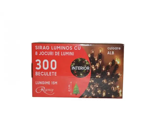 Instalatie de Craciun sirag luminos cu 8 jocuri de lumini 300 de LED-uri albe 15 m