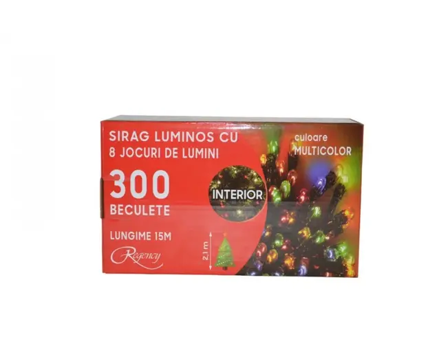 Instalatie de Craciun sirag luminos cu 8 jocuri de lumini 300 de LED-uri multicolore 15 m