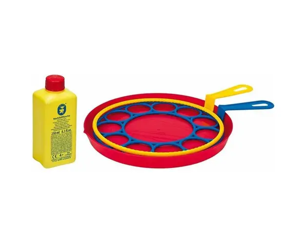 Jucarie baloane de sapun cu 2 inele 18 cm si 250 ml solutie baloane de sapun multi-bubbler Pustefix bubble toys