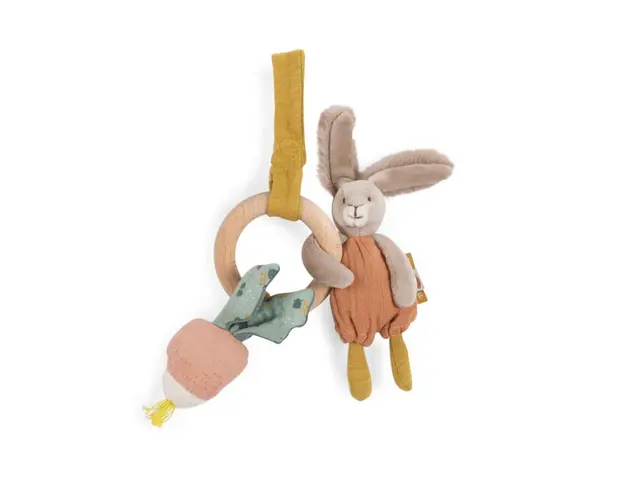 Jucarie bebe Moulin Roty inel lemn cu iepuras