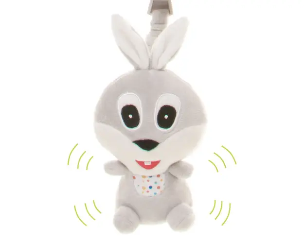 Jucarie de plus pentru caruciorpatut 4Baby Squeeze iepurasi gri