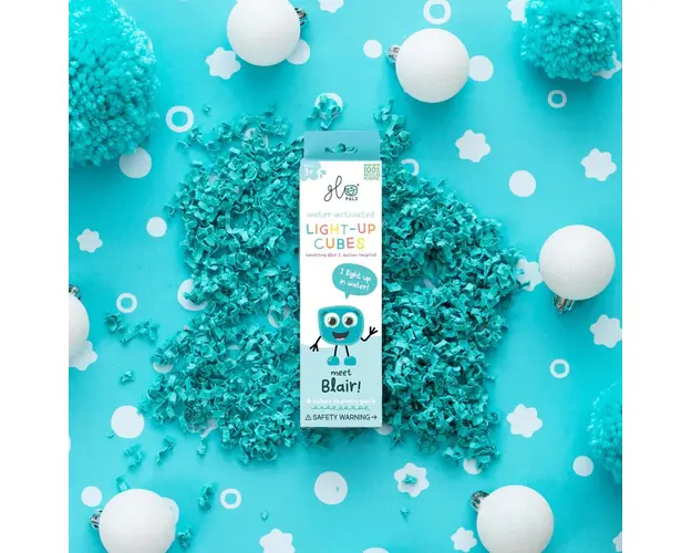Jucarie senzoriala luminoasa de baie Blair Glo Cube albastru