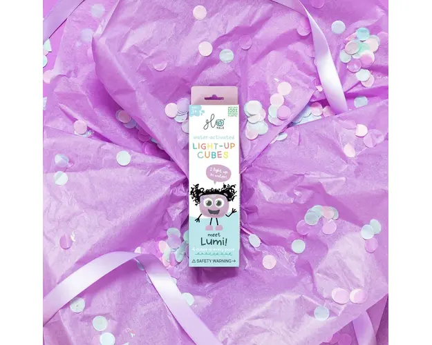 Jucarie senzoriala luminoasa de baie Lumi Glo Cube mov