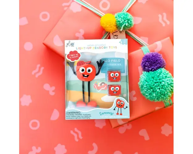 Jucarie senzoriala luminoasa de baie Sammy Glo Pal rosu