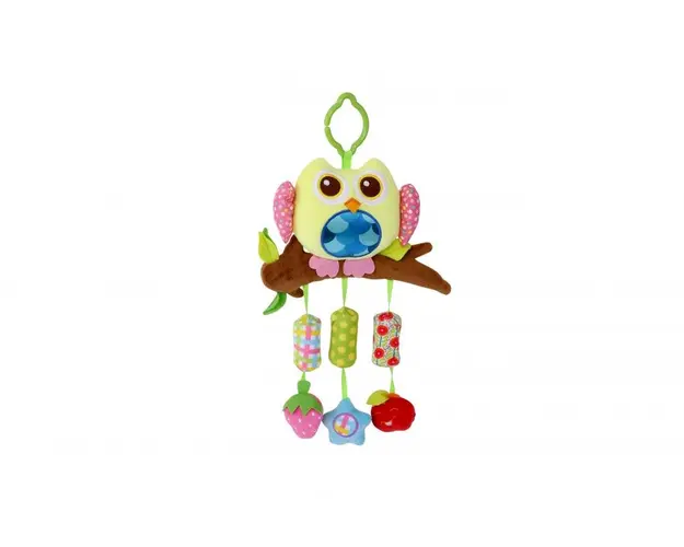 Jucarie zornaitoare din plus Campanula Owl 32 cm Yellow