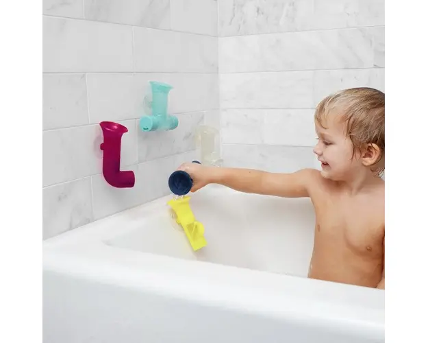 Jucarie de baie bebelusi Boon Pipes pastel tuburi cu ventuze