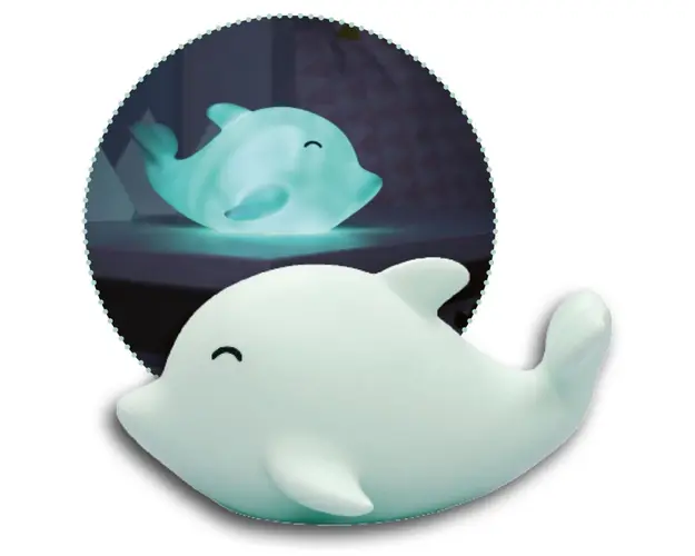 Lampa de veghe cu LED cu oprire cronometrata forma delfin albastra Lumilu Sea Life Dolphin Reer