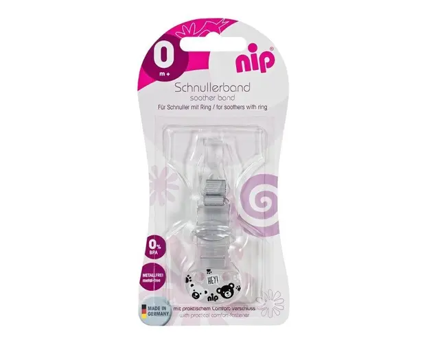 Lant cu carlig de prindere Nip pentru suzete 0+ luni gri
