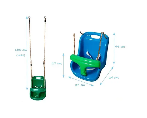 Leagan copii mici cu protectie albastruverde