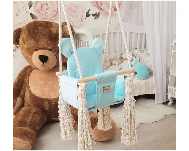 Leagan pentru copii si bebelusi Catifea Velvet perna detasabila ursulet Teddy Baby blue