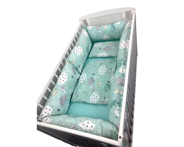 Lenjerie cu perne lungi pat 140x70 cm Norisori cu luna vernil