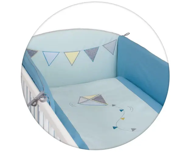 Lenjerie de pat Ceba Baby cu 3 piese Little Kite Menta